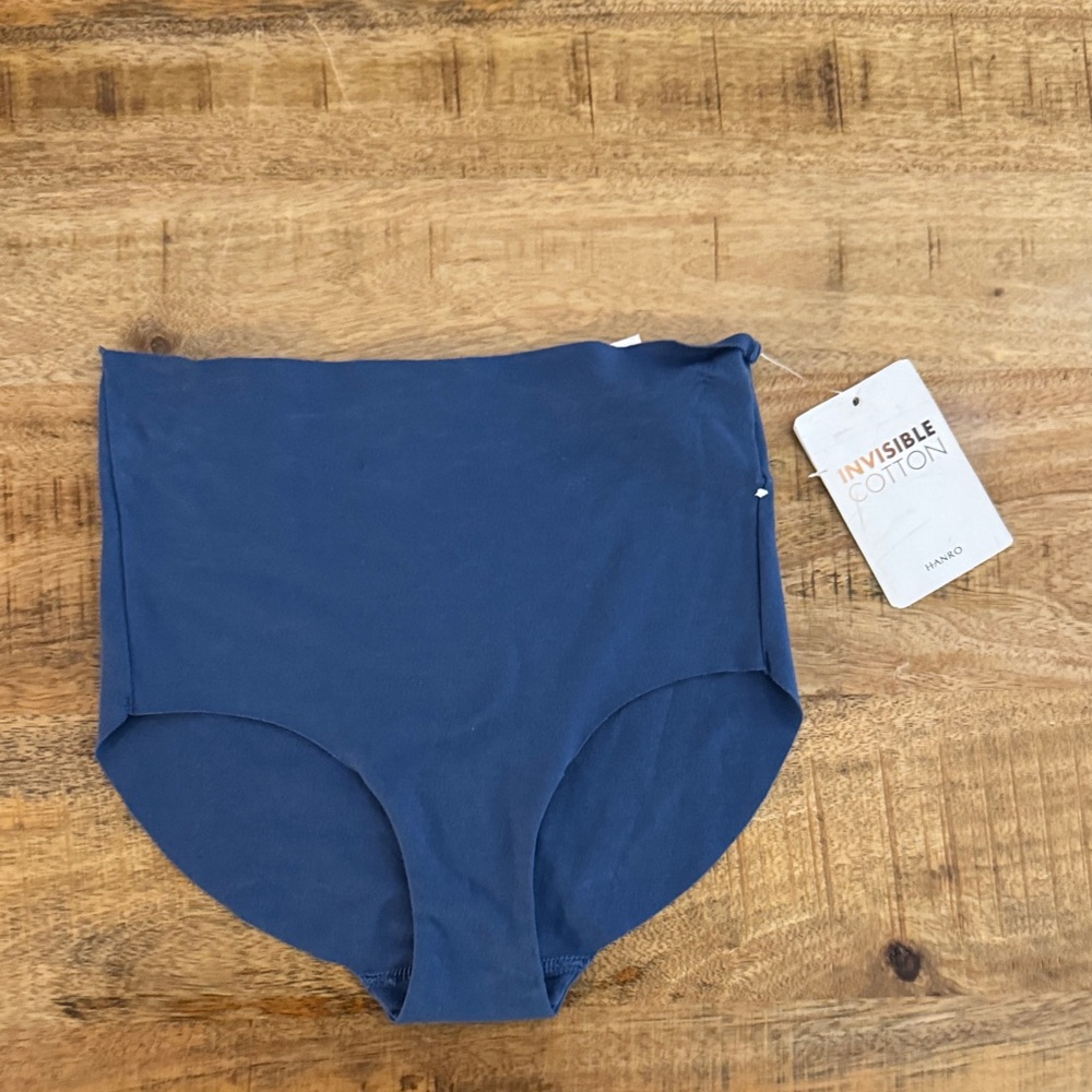 HANRO Invisible Cotton Blue HIGH RISE WAISTED panty panties Underwear small